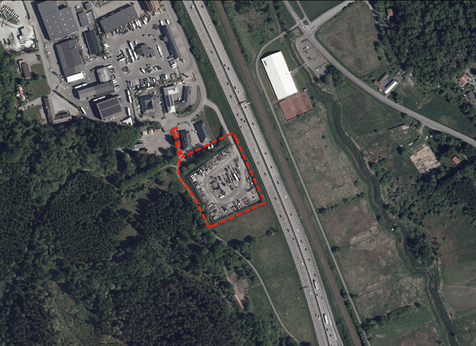 Bild över planområde mottagningsstation Balltorp