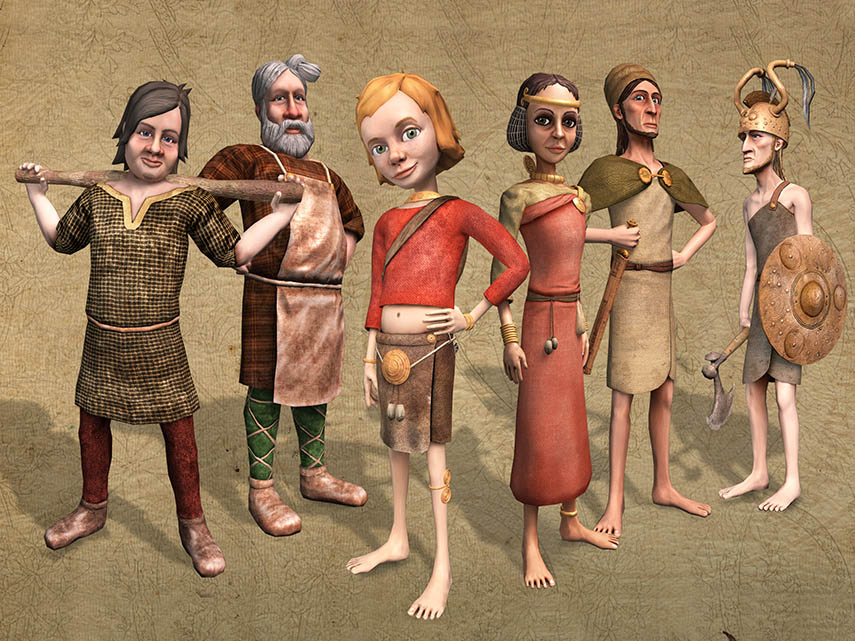 Flera animerade figurer ur spelet Fylgja står i grupp.